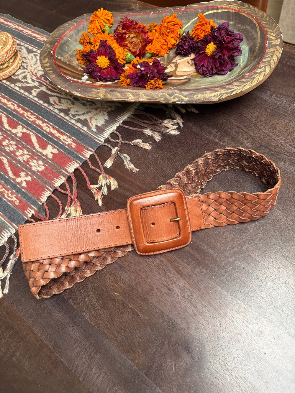 Banana Republic Brown Leather Woven Belt